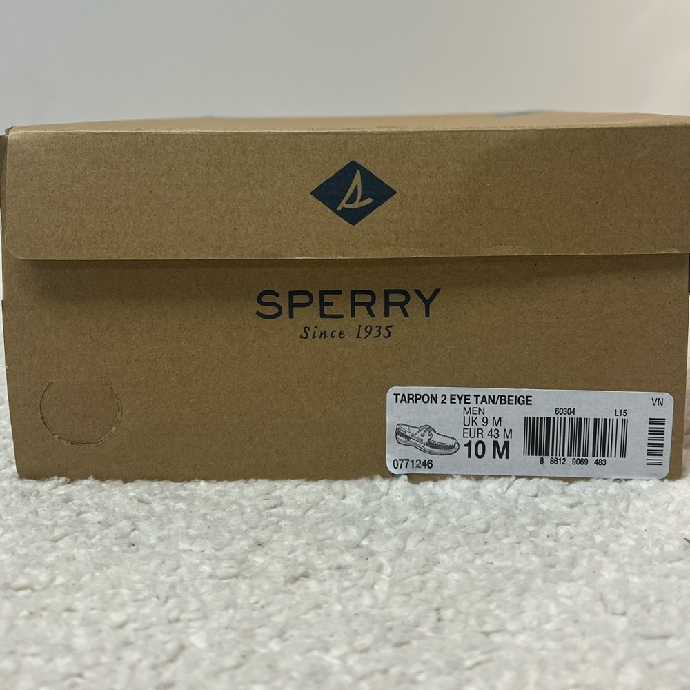 🎉 HP Sperry Top-Sider Tarpon 2 Eye Tan/Beige/Navy Shoes Men's Size 10M - Picture 4 of 10